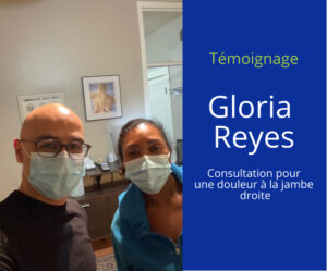 Témoignage soins chiropratiques pour une douleur à la jambe droite - Gloria Reyes